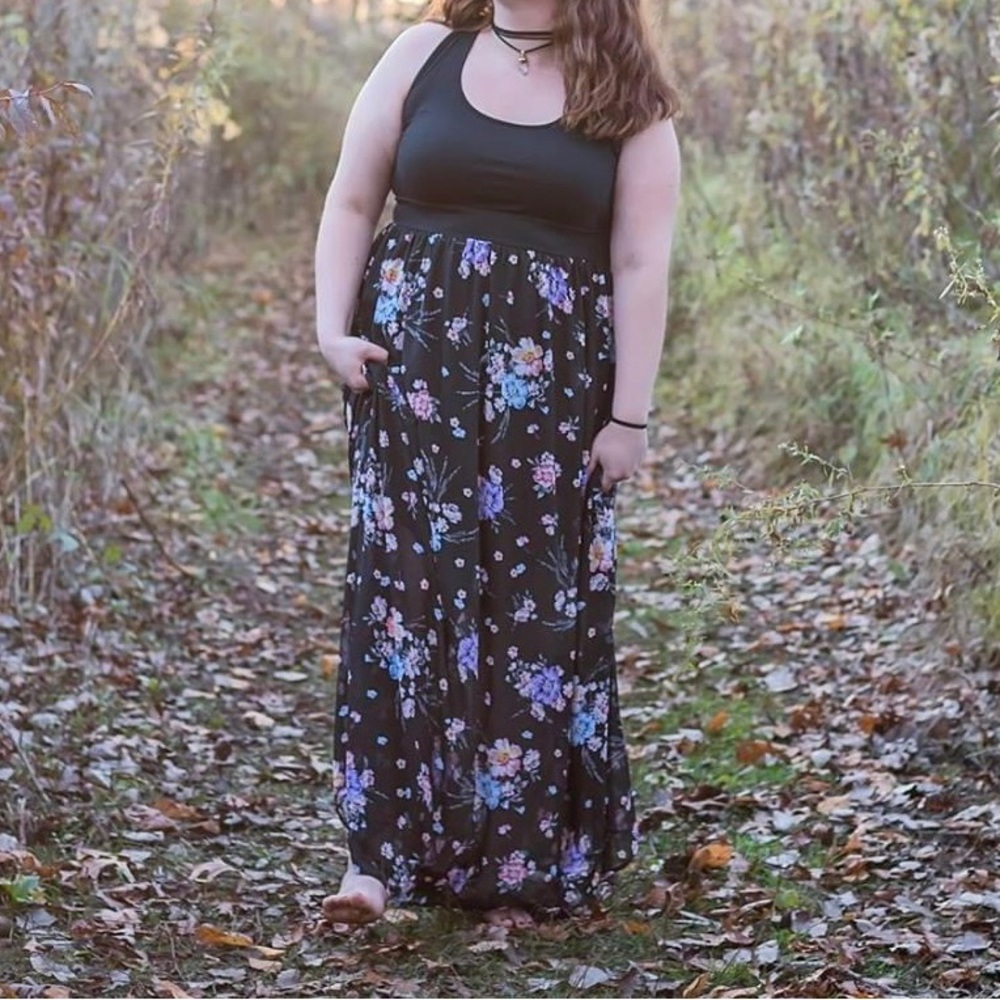 Torrid Black Floral Maxi Dress